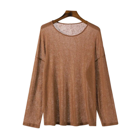 Damen Langarmshirt mit strukturiertem Rippenmuster und lässigem Schnitt EB