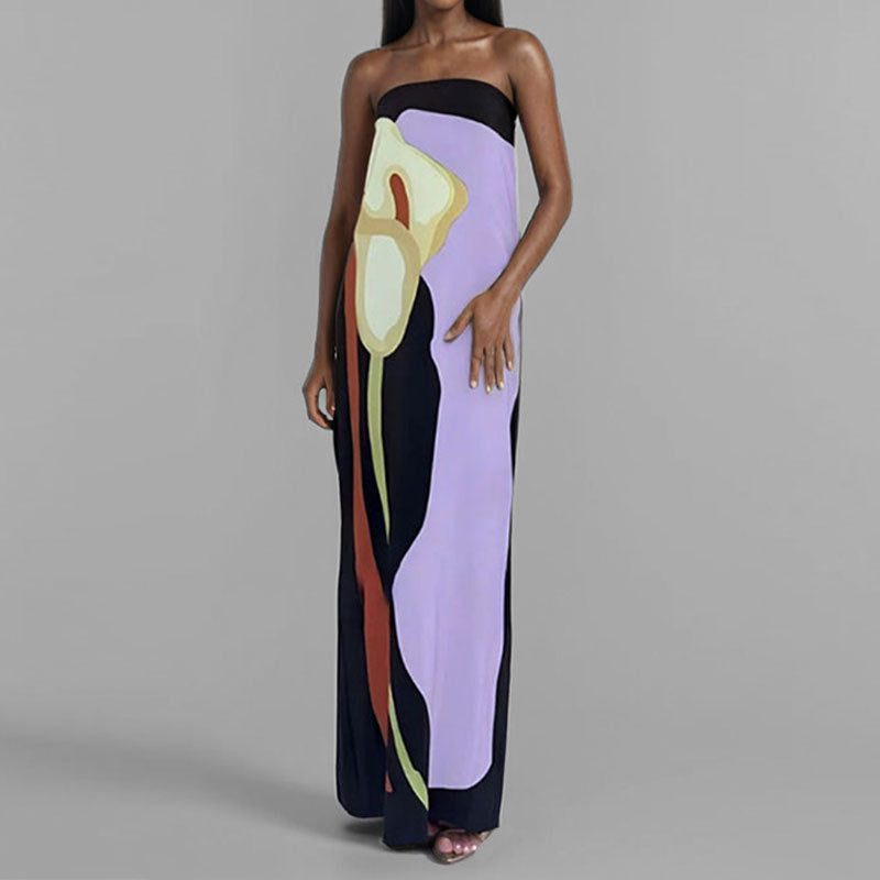 Damen Maxikleid mit elegantem Design und farbenfrohen Akzenten EB