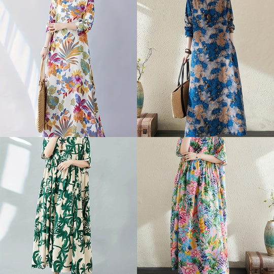 Damen Maxi-Kleid mit floralem Design und lässigem Schnitt EB