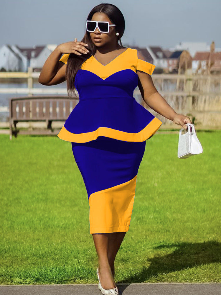 Damen Figurbetontes Peplum-Kleid EB