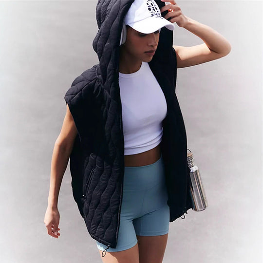 Damen Weste mit Kapuze und leicht gepolstertem Design EB