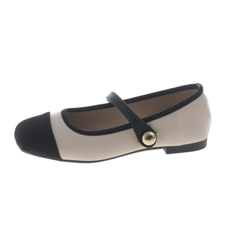 Damen elegante Ballerinas mit modischem Riemchen und dekorativem Knopf EB