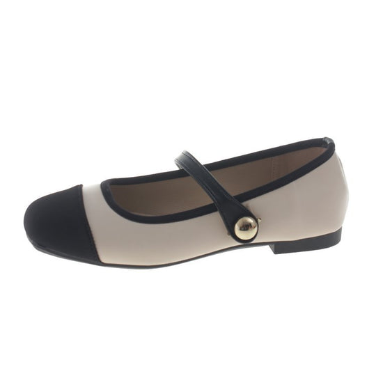 Damen elegante Ballerinas mit modischem Riemchen und dekorativem Knopf EB