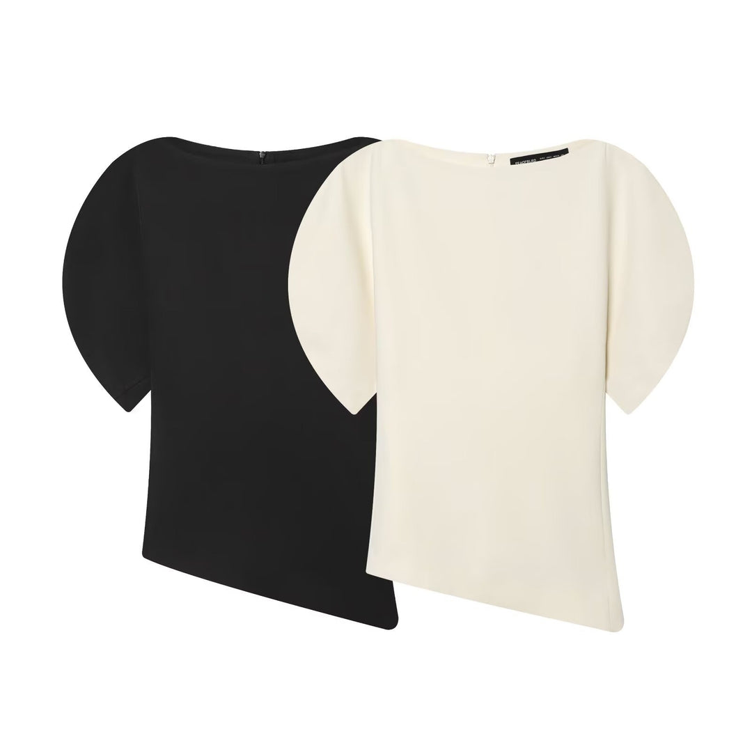 Damen elegantes Oberteil mit innovativen Ballonärmeln und seidigem Finish EB