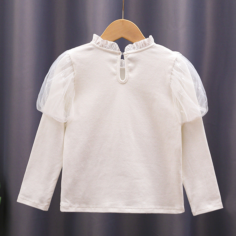 Mädchen T-Shirt mit eleganten Tüllärmeln und Rüschendetails EB