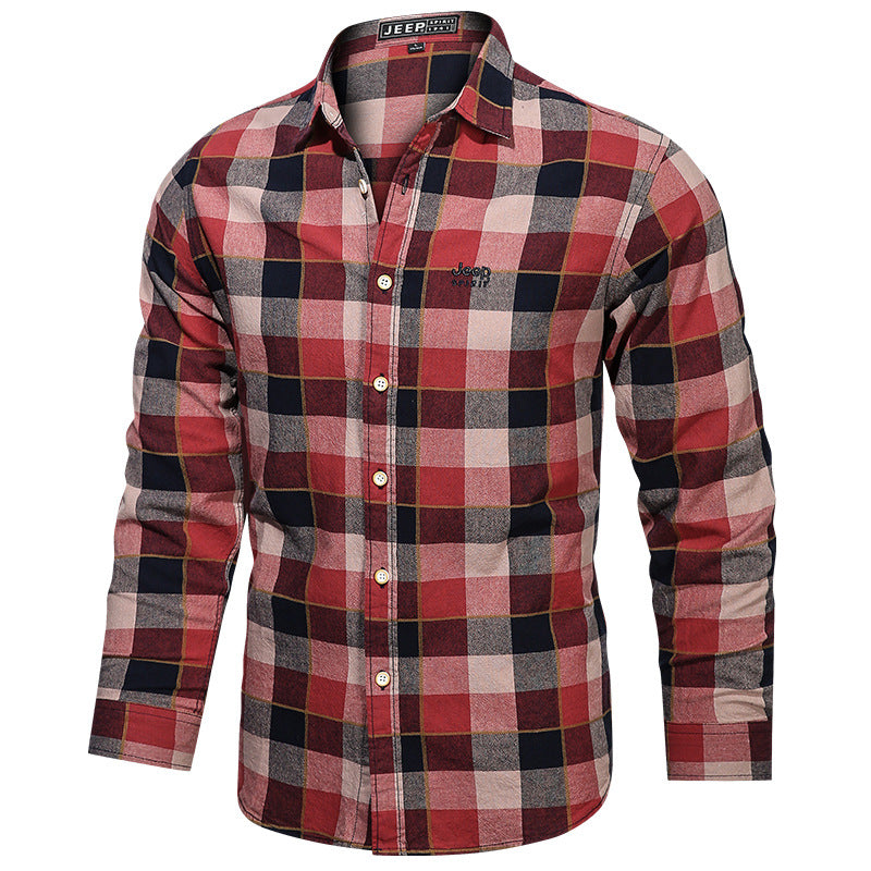 Herren nan tailliertes Karomuster-Flanellhemd mit Brusttasche und weichem Baumwollmix EB