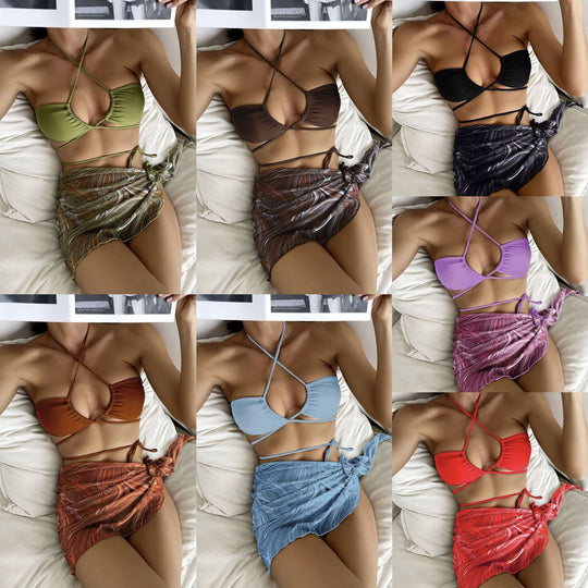 Damen Bikini mit raffiniertem Kreuz-Design und zartem Wickelrock EB