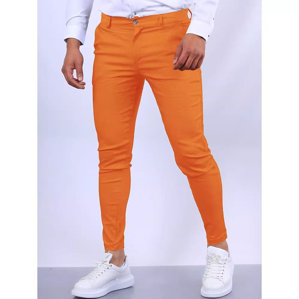 Herren elegante Slim-Fit Chinohose mit elastischem Bund und praktischen Taschen EB