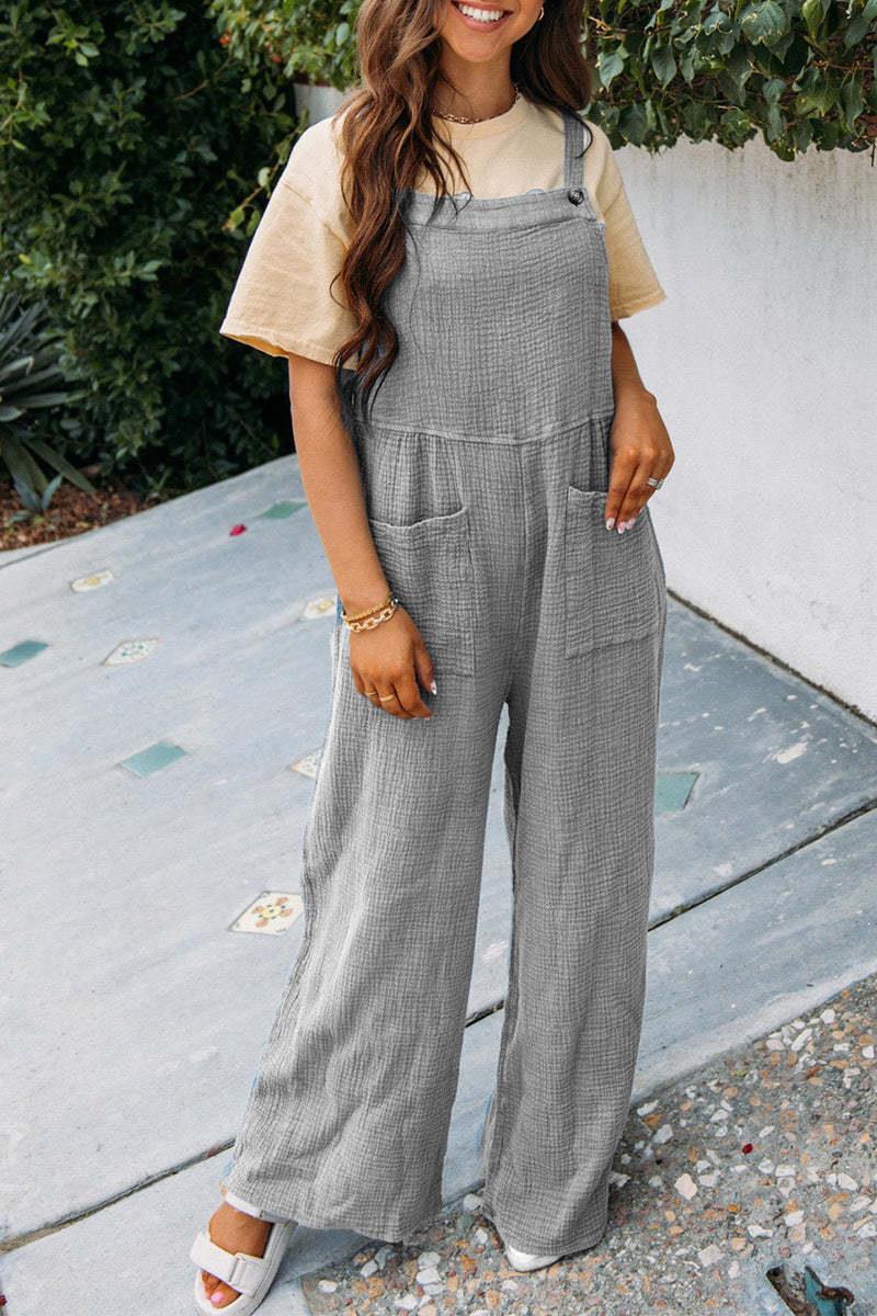 Damen Lässiger Overall mit praktischen Taschen und weitem Bein EB