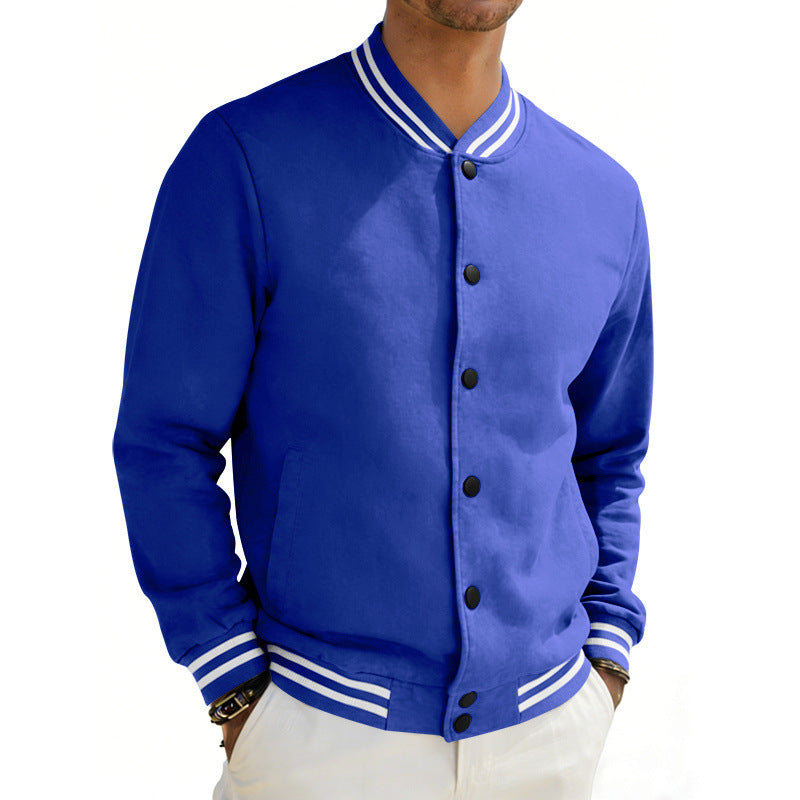Herren Varsity-Bomberjacke aus Sweat mit gestreiftem Rippkragen EB