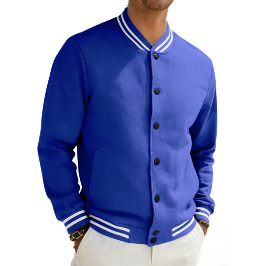 Herren Varsity-Bomberjacke aus Sweat mit gestreiftem Rippkragen EB