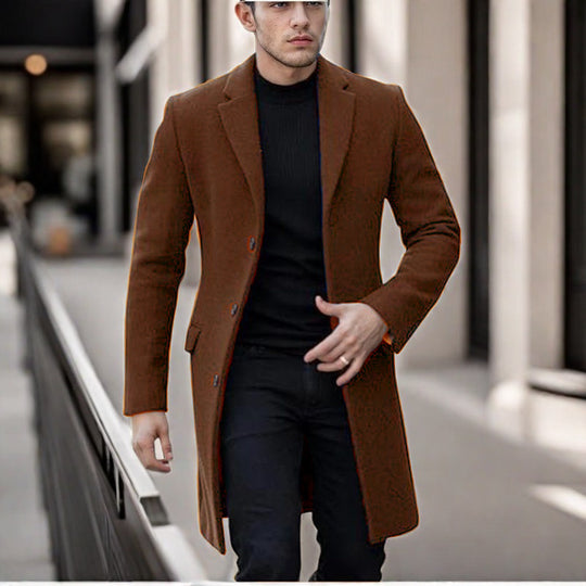 Herren eleganter Wollmantel mit schmalem Schnitt EB