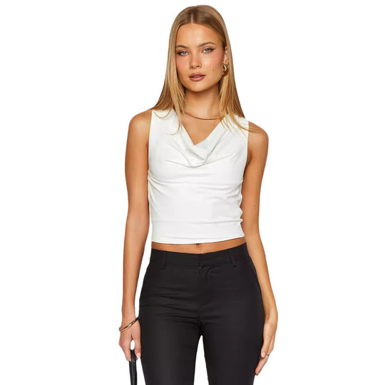 Damen Elegantes Cowl Neck Top mit figurbetontem Schnitt EB