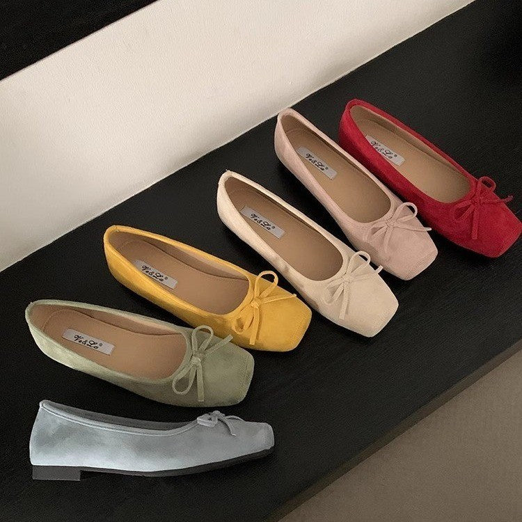 Damen Ballerinas aus hochwertigem Wildleder mit filigranem Schleifendetail EB