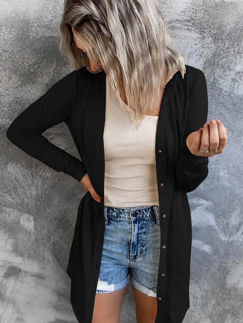 Damen Langer Strickcardigan mit Taschen EB