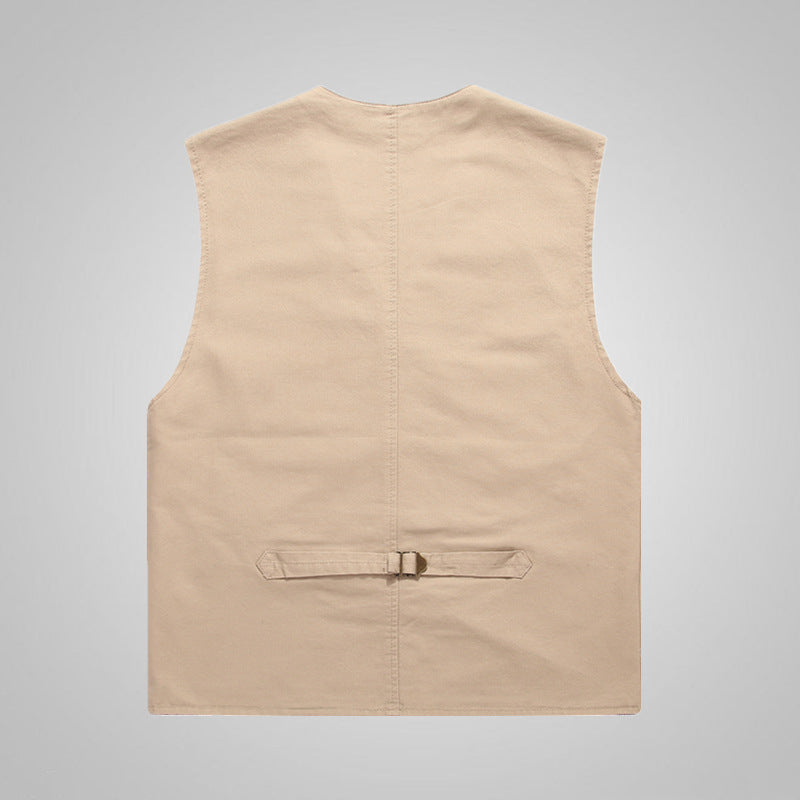 Herren Canvas-Utilityweste aus Baumwolle mit aufgesetzten Taschen und gestreiftem Innenfutter EB