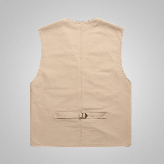 Herren Canvas-Utilityweste aus Baumwolle mit aufgesetzten Taschen und gestreiftem Innenfutter EB