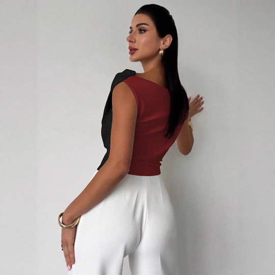 Damen Wickeloberteil mit asymmetrischem Design und eleganten Rüschendetails EB