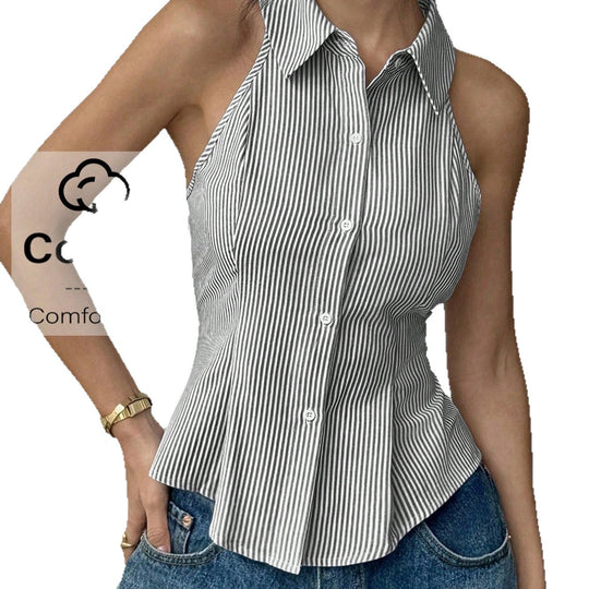 Damen Hemdblusentop mit eleganter Schnittführung EB