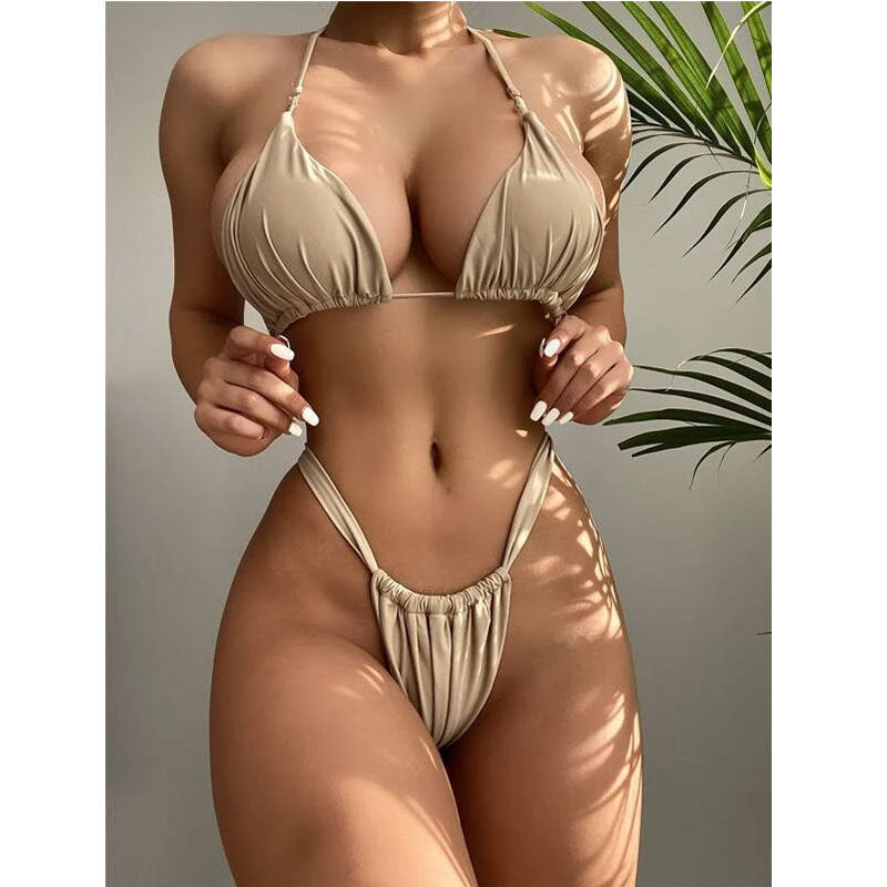 Damen Triangel-Bikini mit hohem Beinausschnitt EB