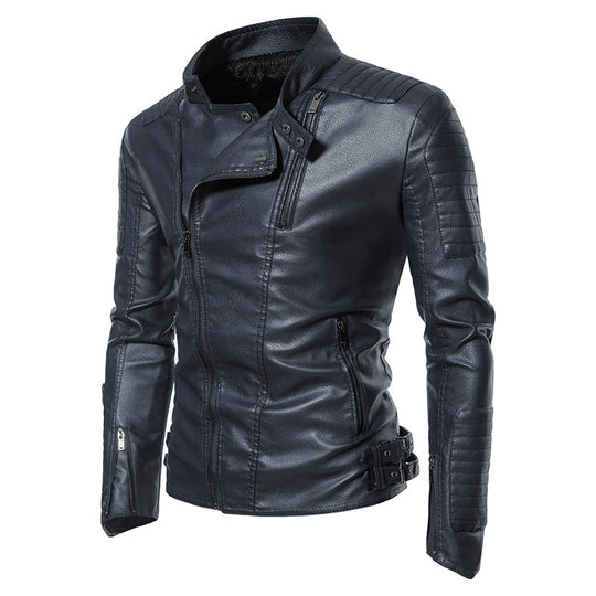 Herren Kunstleder‑Bikerjacke mit gesteppter Schulter‑ und Ärmelpartie EB
