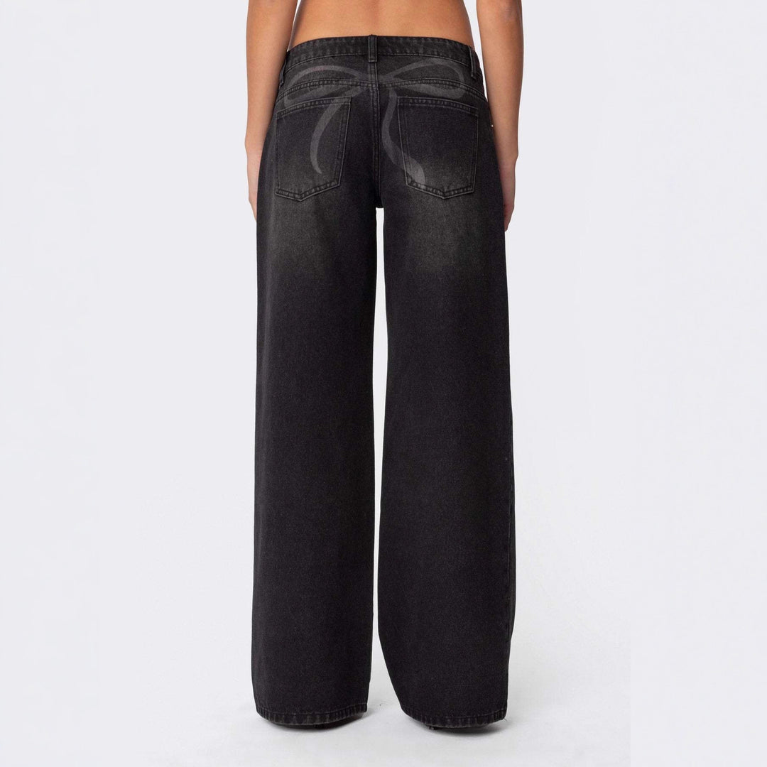 Damen lässige Schlagjeans mit weitem Bein EB