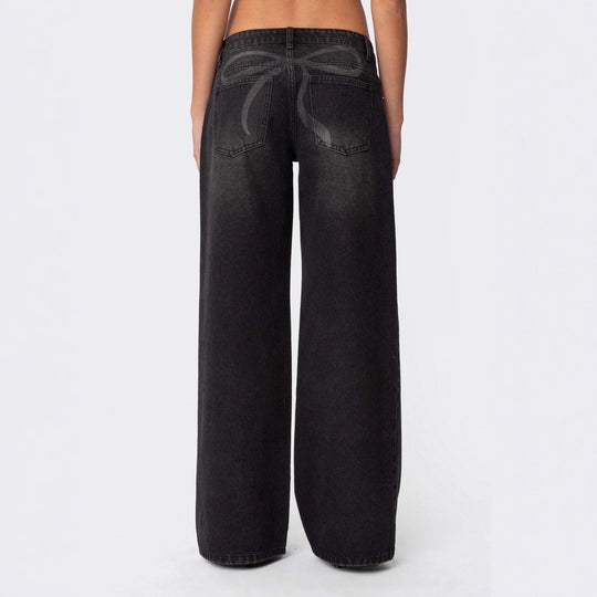 Damen lässige Schlagjeans mit weitem Bein EB