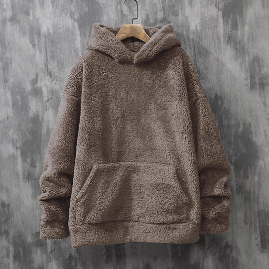 Damen Kuscheliger Fleece-Pullover mit Kapuze und praktischen Taschen EB