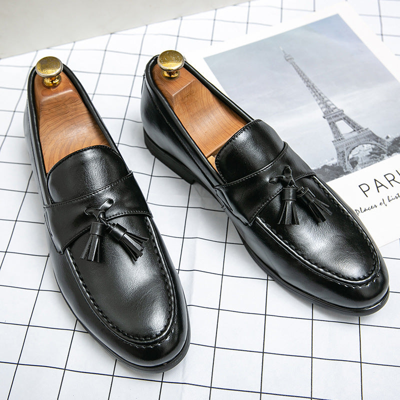 Herren klassische Tassel-Lederloafer mit Mokassinnaht, gepolsterter Komfortinnensohle und rutschfester Gummilaufsohle EB