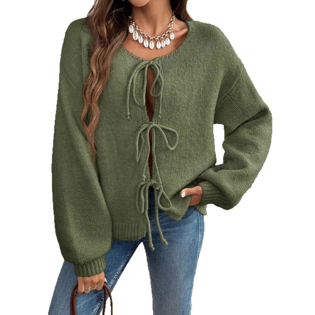 Damen Pullover mit Kordelzug und überschnittenen Ärmeln EB