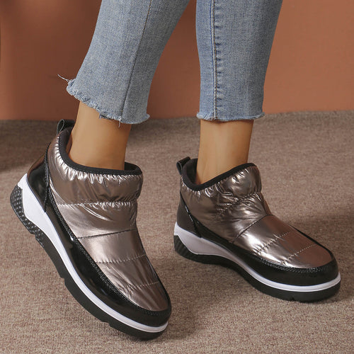 Damen nan gesteppte gefütterte Slip-On Winter-Sneaker mit elastischem Schaft und gepolstertem Komfortfußbett EB