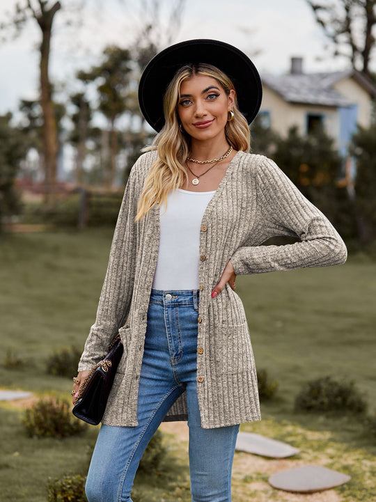 Damen Strickjacke mit strukturiertem Muster und praktischen Taschen EB 1753970709