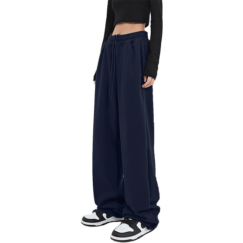 Damen nan locker fallende Sweatpants mit extra weitem Bein, hohem Bund und Kordelzug EB