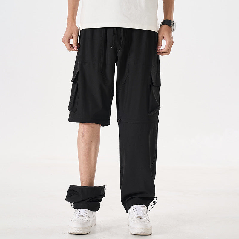 Herren wandelbare Cargo-Zip-Hose mit abnehmbaren Oberschenkeln, großformatigen Pattentaschen und elastischem Kordelbund EB