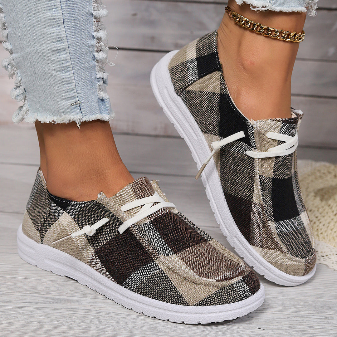 Damen Casual Sneakers im modischen Karomuster EB