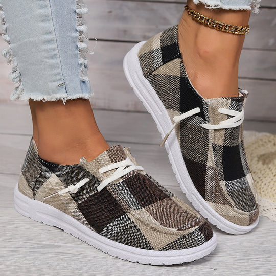 Damen Casual Sneakers im modischen Karomuster EB