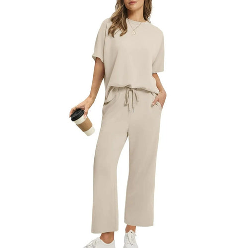 Damen Bequemes Freizeitanzug-Set mit lockerem Schnitt und stilvollen Taschen EB