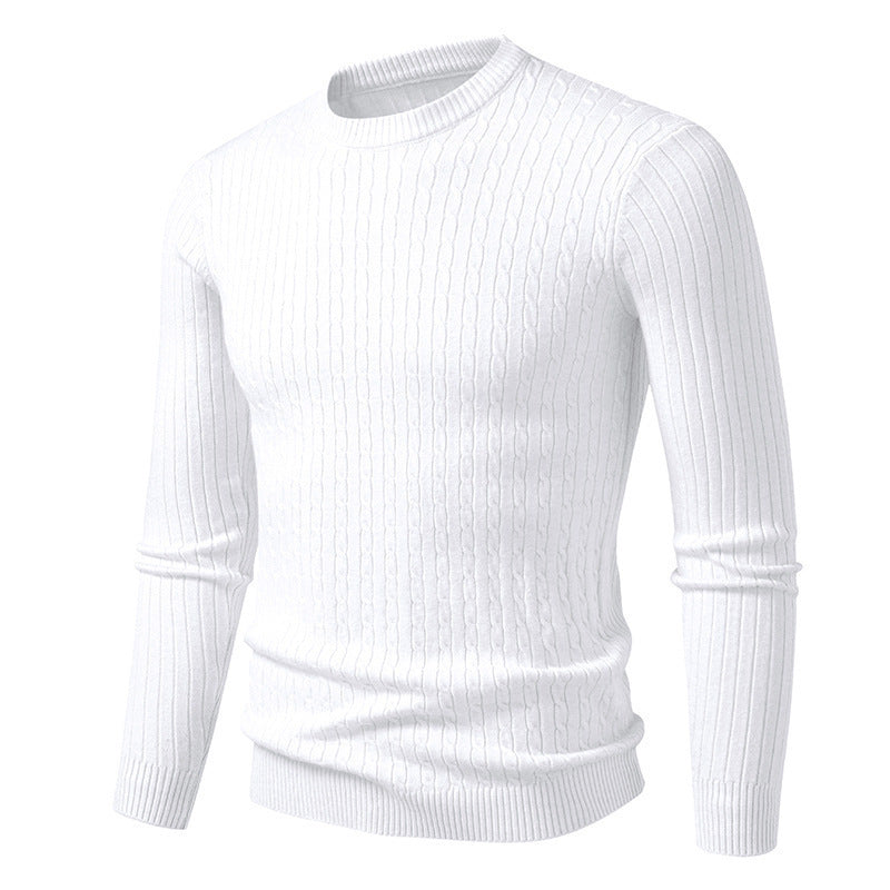 Herren modischer Strickpullover mit strukturiertem Zopfdesign EB
