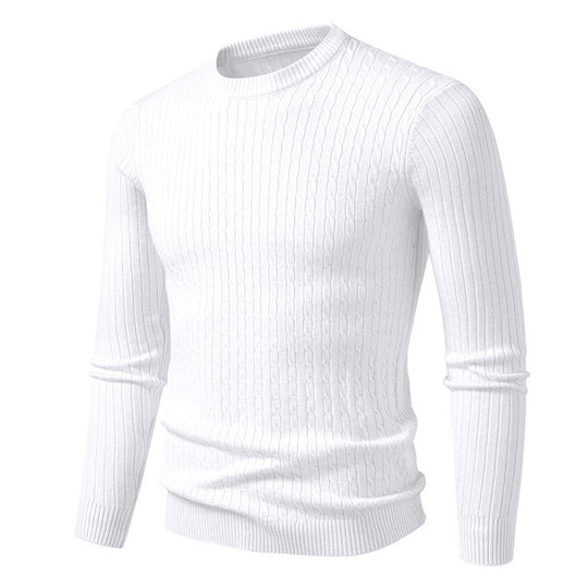 Herren modischer Strickpullover mit strukturiertem Zopfdesign EB