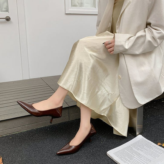 Damen elegante Slingback-Pumps mit spitzem Design und modischem Blockabsatz EB