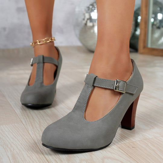 Damen elegante T-Strap Absatzschuhe EB