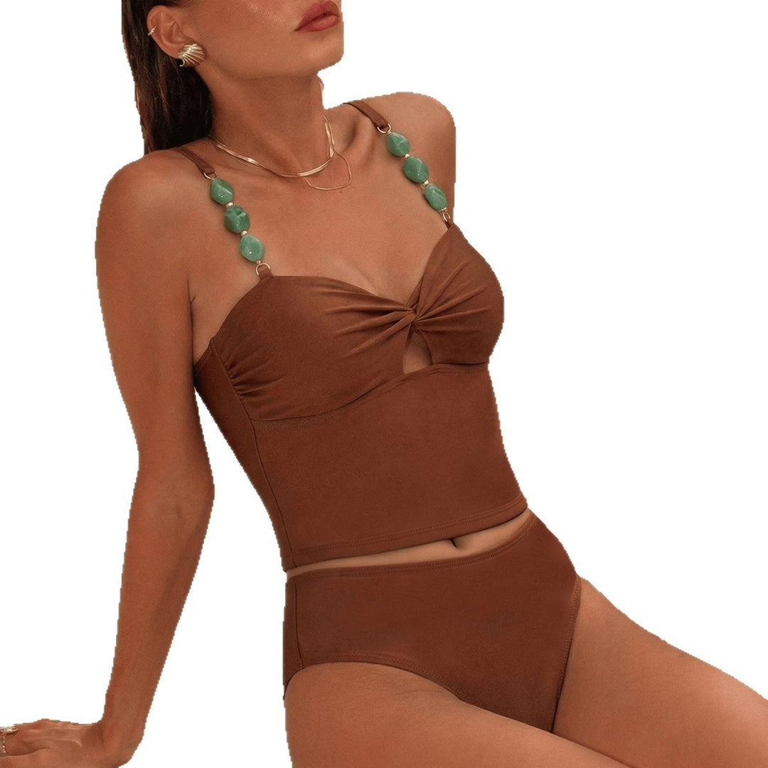 Damen Crop-Top Bikini mit dekorativen Trägerdetails EB