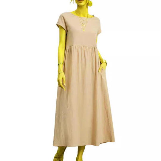Damen Midikleid mit Lässigem Schnitt und Seitlichen Taschen EB