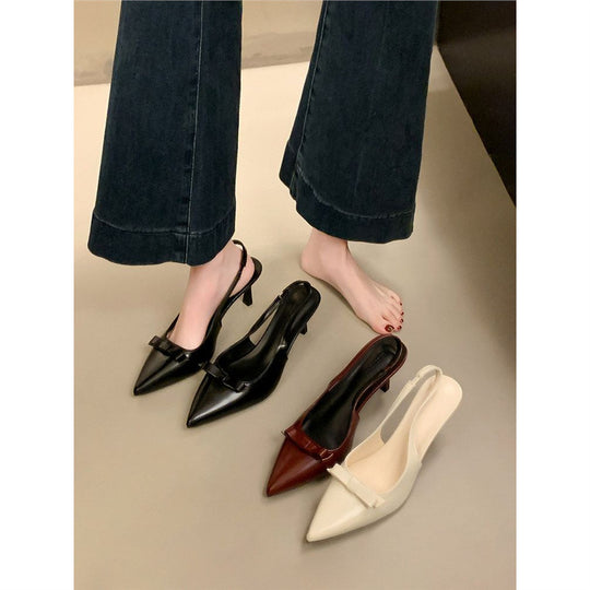 Damen Slingback High Heel Schuhe mit zarter Schleifenverzierung EB