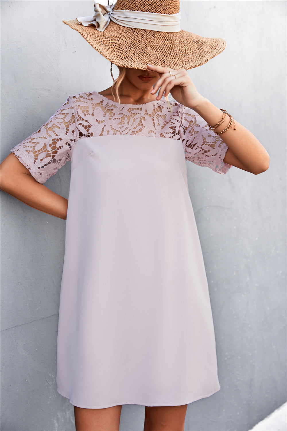 Damen Kleid mit Spitzenärmel EB