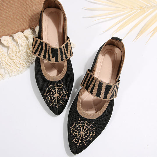 Damen Ballerinas mit elastischem Riemendesign und modischem Tiermuster EB