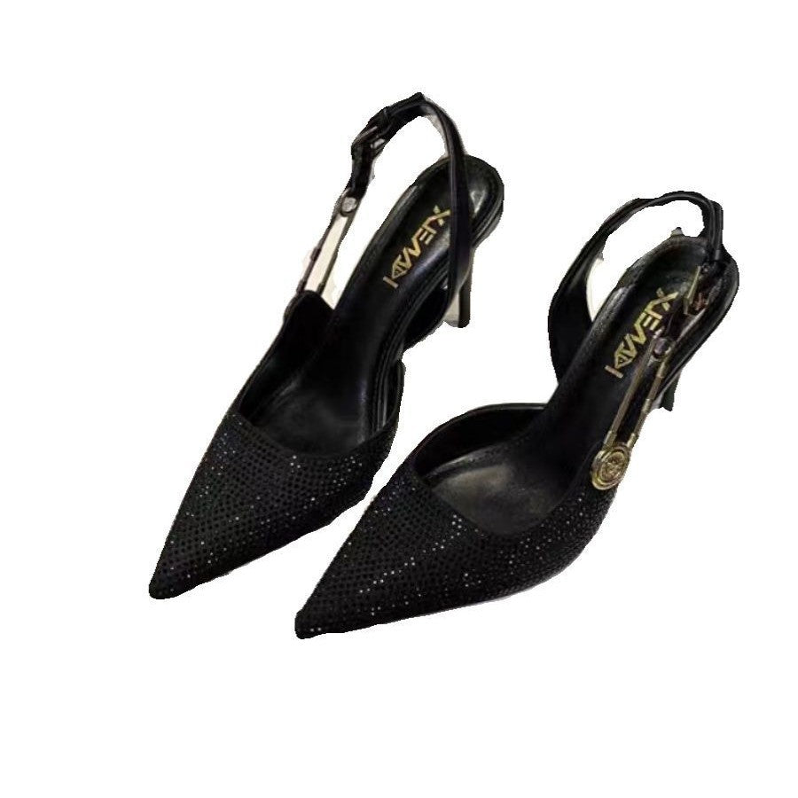 Damen Slingback-Pumps mit funkelnden Strassakzenten und elegantem Riemendesign EB