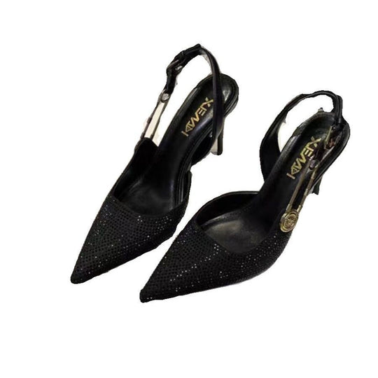 Damen Slingback-Pumps mit funkelnden Strassakzenten und elegantem Riemendesign EB