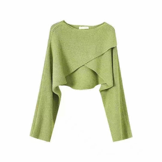Damen lässiger Cropped-Pullover mit asymmetrischem Schnitt und strukturierter Oberfläche EB