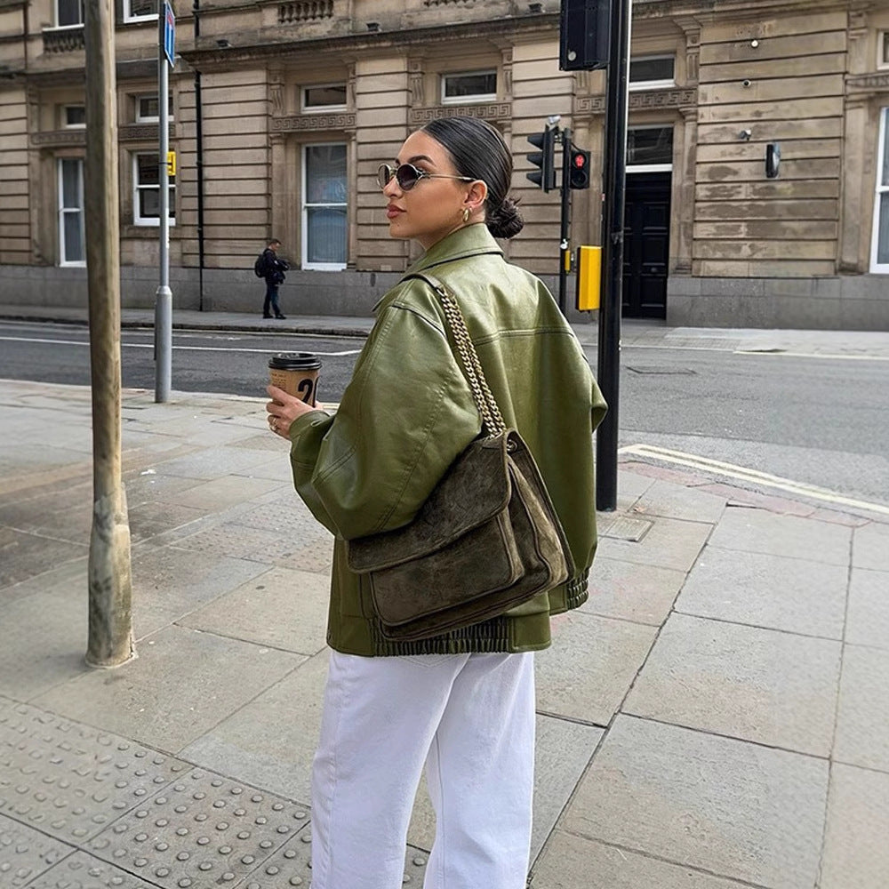 Damen Lässige Übergangsjacke mit voluminösen Ärmeln EB
